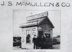 In the early 1900s the McMullens had this office at the intersection of North 34th Street and Fremont Avenue. It served as a receiving station for their customers to be met and conducted to the larger Hay and Grain building nearby.